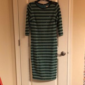 Green, Gold,and black sequin dress. Size Small.